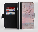 The Pink Cracked Surface Texture Ink-Fuzed Leather Folding Wallet Credit-Card Case for the Apple iPhone 6/6s, 6/6s Plus, 5/5s and 5c