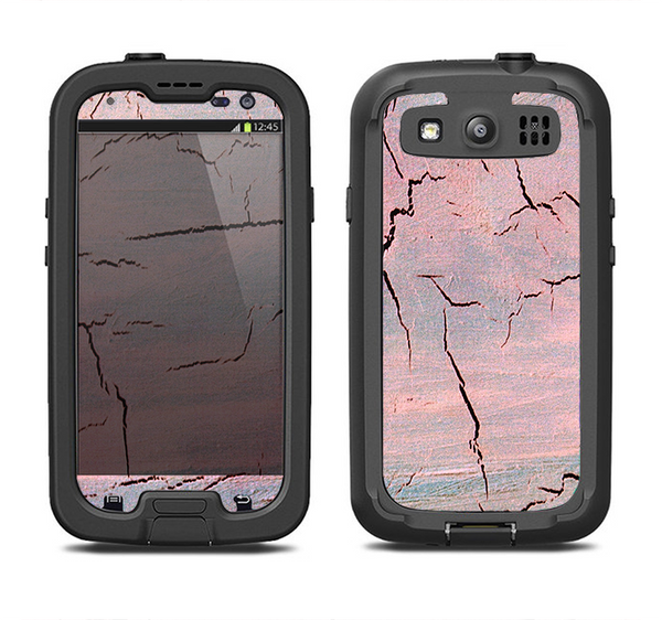The Pink Cracked Surface Texture Samsung Galaxy S3 LifeProof Fre Case Skin Set