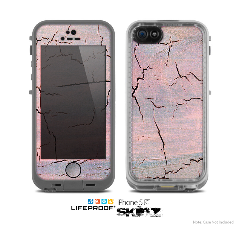 The Pink Cracked Surface Texture Skin for the Apple iPhone 5c LifeProof Case