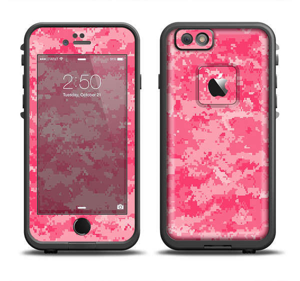 The Pink Digital Camouflage Apple iPhone 6 LifeProof Fre Case Skin Set