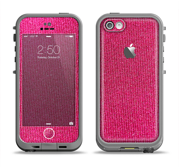 The Pink Fabric Apple iPhone 5c LifeProof Fre Case Skin Set