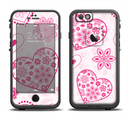 The Pink Floral Designed Hearts Apple iPhone 6/6s LifeProof Fre Case Skin Set