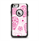 The Pink Floral Designed Hearts Apple iPhone 6 Otterbox Commuter Case Skin Set