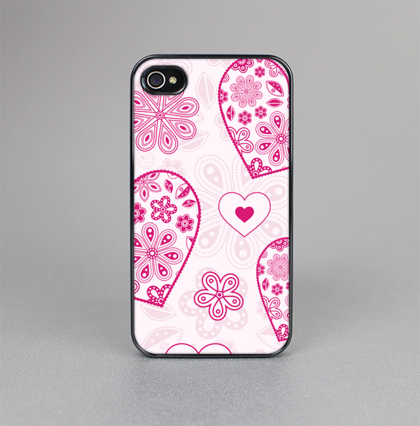 The Pink Floral Designed Hearts Skin-Sert for the Apple iPhone 4-4s Skin-Sert Case