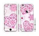 The Pink Floral Designed Hearts Sectioned Skin Series for the Apple iPhone 6s Plus