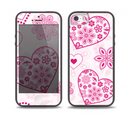 The Pink Floral Designed Hearts Skin Set for the iPhone 5-5s Skech Glow Case