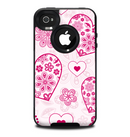 The Pink Floral Designed Hearts Skin for the iPhone 4-4s OtterBox Commuter Case