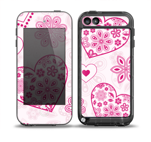 The Pink Floral Designed Hearts Skin for the iPod Touch 5th Generation frē LifeProof Case