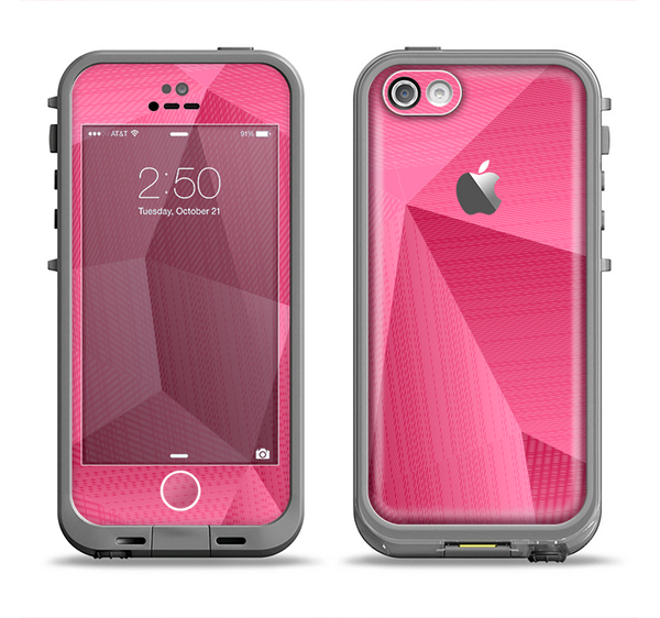 The Pink Geometric Pattern Apple iPhone 5c LifeProof Fre Case Skin Set
