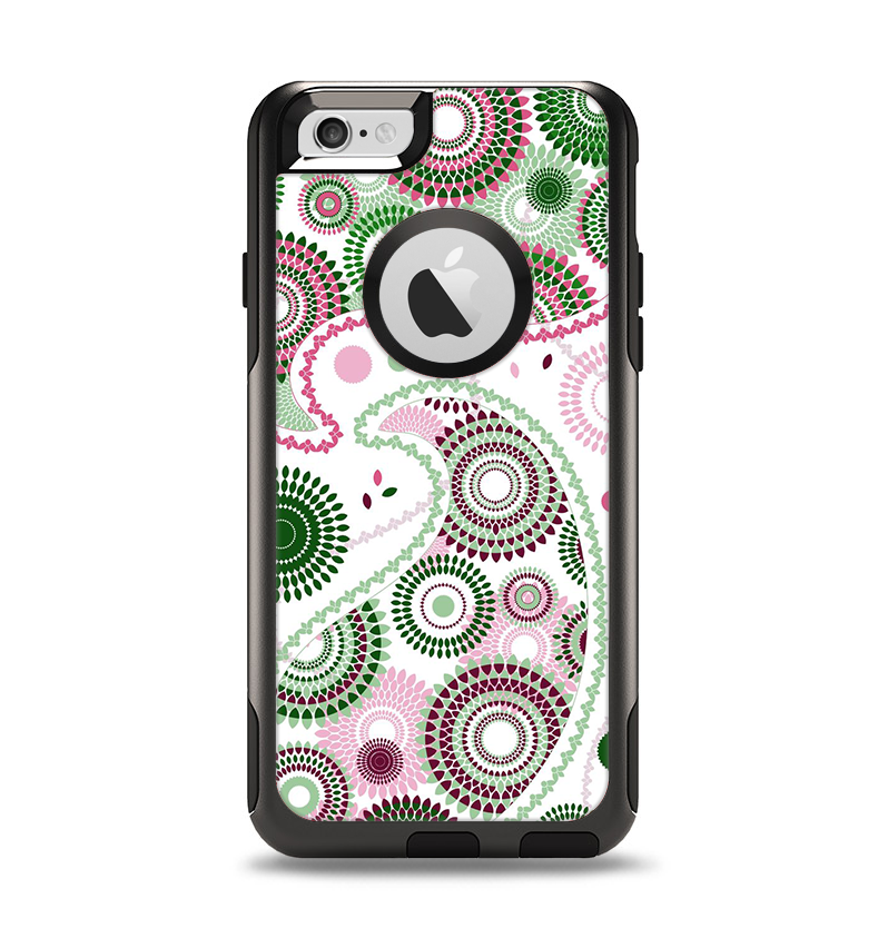 The Pink & Green Floral Paisley Apple iPhone 6 Otterbox Commuter Case Skin Set