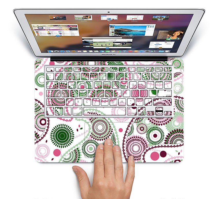 The Pink & Green Floral Paisley Skin Set for the Apple MacBook Pro 15" with Retina Display