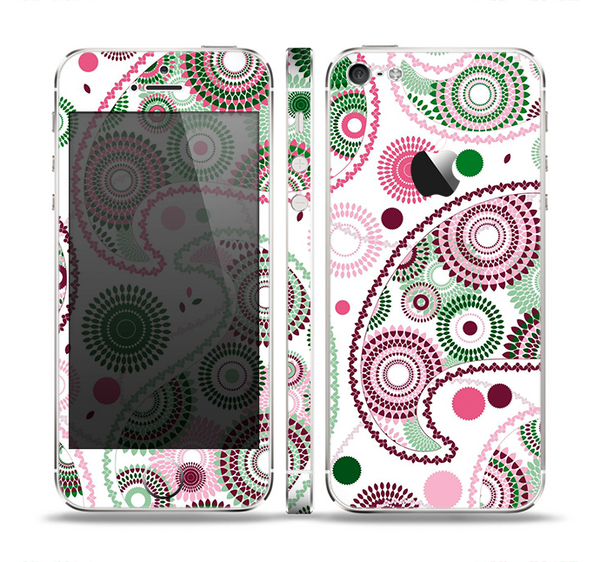 The Pink & Green Floral Paisley Skin Set for the Apple iPhone 5