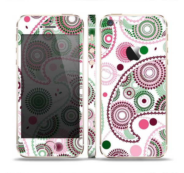 The Pink & Green Floral Paisley Skin Set for the Apple iPhone 5s