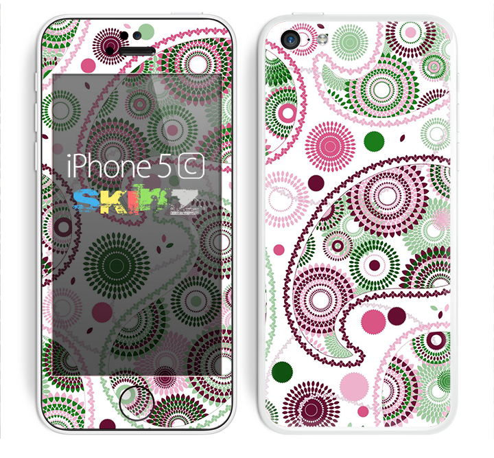 The Pink & Green Floral Paisley Skin for the Apple iPhone 5c