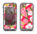 The Pink & Green Hawaiian Floral Pattern V4 Apple iPhone 5c LifeProof Nuud Case Skin Set