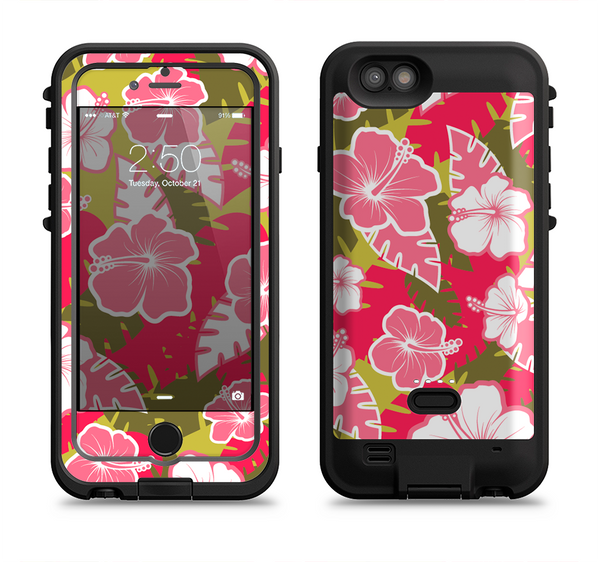 the pink green hawaiian floral pattern v4  iPhone 6/6s Plus LifeProof Fre POWER Case Skin Kit