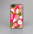 The Pink & Green Hawaiian Floral Pattern V4 Skin-Sert for the Apple iPhone 4-4s Skin-Sert Case