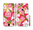 The Pink & Green Hawaiian Floral Pattern V4 Sectioned Skin Series for the Apple iPhone 6s Plus