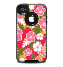 The Pink & Green Hawaiian Floral Pattern V4 Skin for the iPhone 4-4s OtterBox Commuter Case