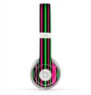 The Pink & Green Striped Skin for the Beats by Dre Solo 2 Headphones