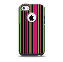 The Pink & Green Striped Skin for the iPhone 5c OtterBox Commuter Case
