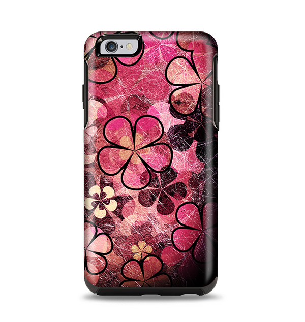 The Pink Grungy Floral Abstract Apple iPhone 6 Plus Otterbox Symmetry Case Skin Set