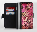 The Pink Grungy Floral Abstract Ink-Fuzed Leather Folding Wallet Credit-Card Case for the Apple iPhone 6/6s, 6/6s Plus, 5/5s and 5c