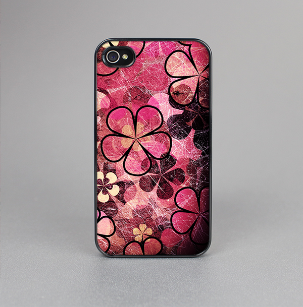 The Pink Grungy Floral Abstract Skin-Sert for the Apple iPhone 4-4s Skin-Sert Case