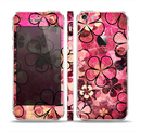 The Pink Grungy Floral Abstract Skin Set for the Apple iPhone 5