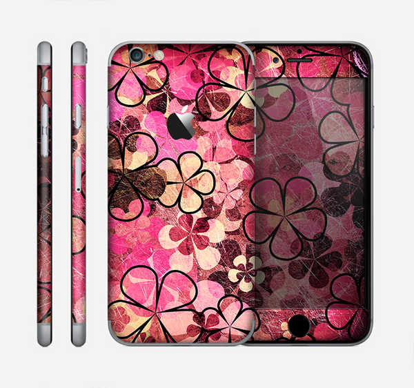 The Pink Grungy Floral Abstract Skin for the Apple iPhone 6