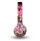 The Pink Grungy Floral Abstract Skin for the Beats by Dre Mixr Headphones