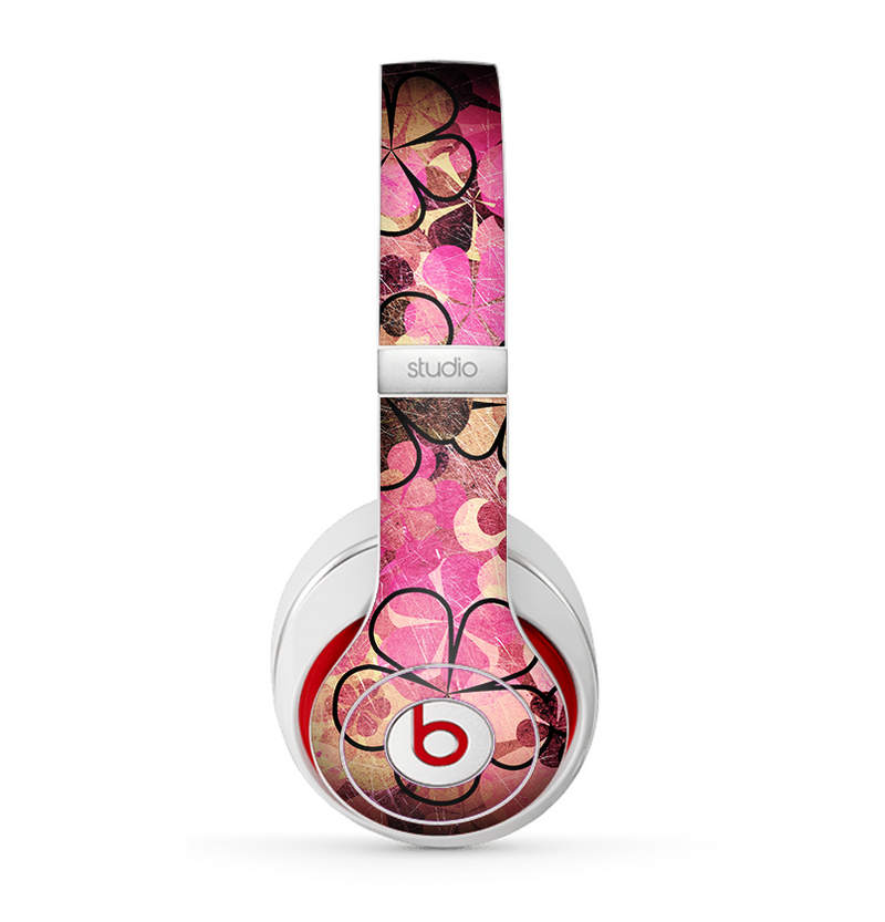 The Pink Grungy Floral Abstract Skin for the Beats by Dre Studio (2013+ Version) Headphones
