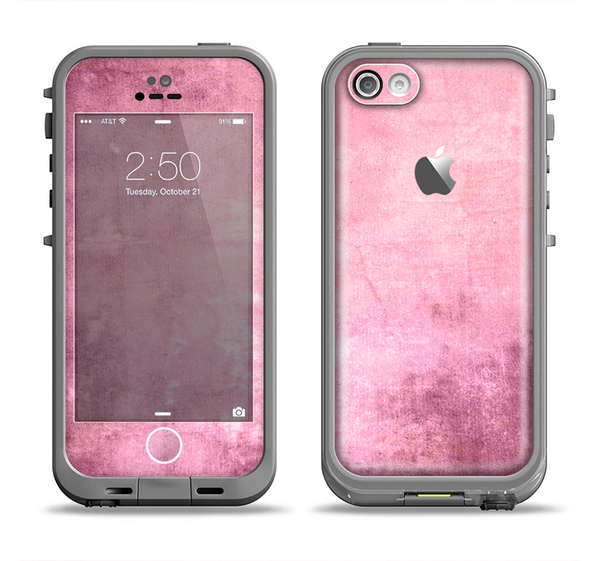 The Pink Grungy Surface Texture Apple iPhone 5c LifeProof Fre Case Skin Set