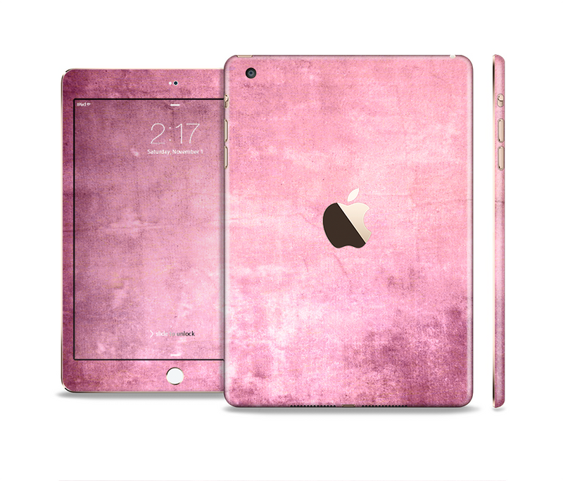 The Pink Grungy Surface Texture Full Body Skin Set for the Apple iPad Mini 3