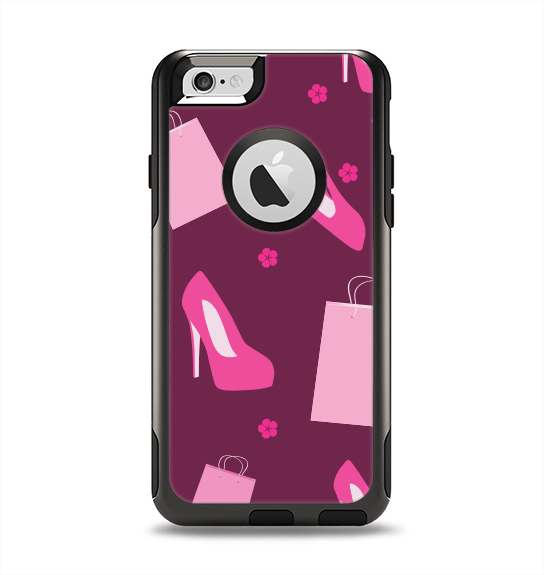 The Pink High Heel Shopping Pattern Apple iPhone 6 Otterbox Commuter Case Skin Set