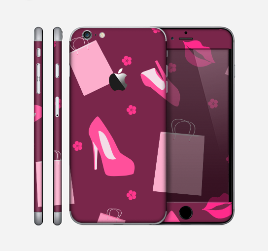 The Pink High Heel Shopping Pattern Skin for the Apple iPhone 6 Plus