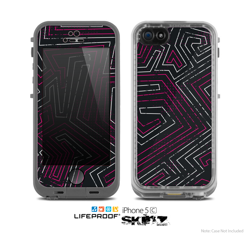 The Pink & Light Blue Abstract Maze Pattern Skin for the Apple iPhone 5c LifeProof Case