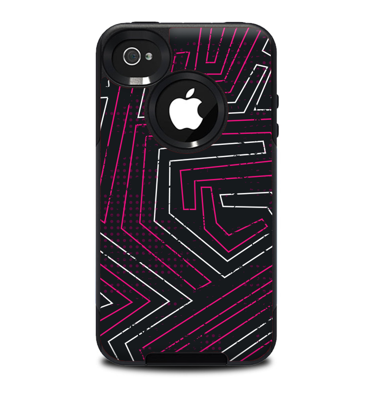 The Pink & Light Blue Abstract Maze Pattern Skin for the iPhone 4-4s OtterBox Commuter Case