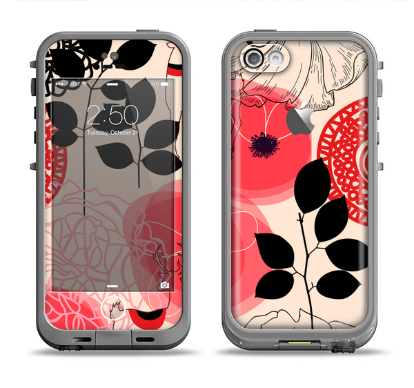 The Pink Nature Layered Pattern V1 Apple iPhone 5c LifeProof Fre Case Skin Set