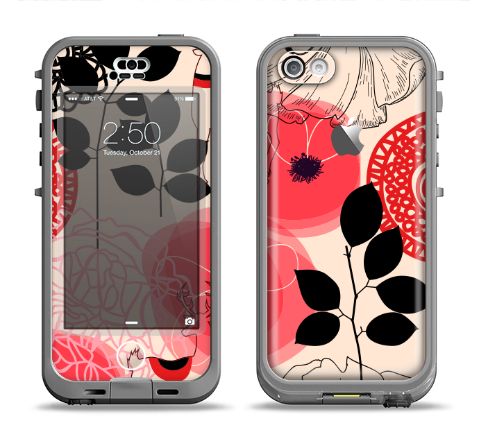 The Pink Nature Layered Pattern V1 Apple iPhone 5c LifeProof Nuud Case Skin Set