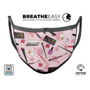 The Pink Out of the MakeUp Bag Pattern - Made in USA Mouth Cover Unisex Anti-Dust Cotton Blend Reusable & Washable Face Mask with Adjustable Sizing for Adult or Child