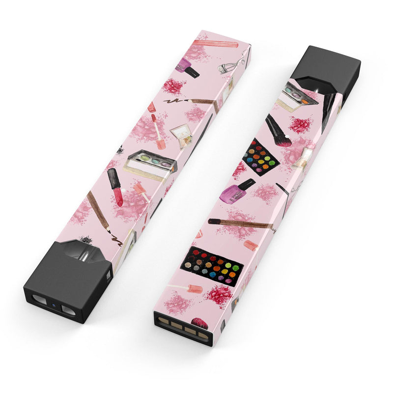 The Pink Out of the MakeUp Bag Pattern - Premium Decal Protective Skin-Wrap Sticker compatible with the Juul Labs vaping device