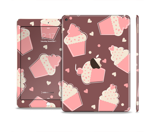The Pink Outlined Cupcake Pattern Skin Set for the Apple iPad Pro