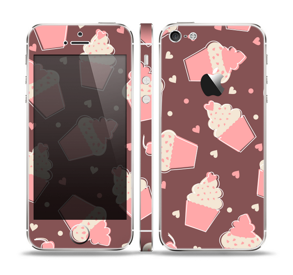 The Pink Outlined Cupcake Pattern Skin Set for the Apple iPhone 5