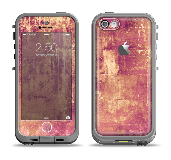 The Pink Paint Splattered Brick Wall Apple iPhone 5c LifeProof Fre Case Skin Set