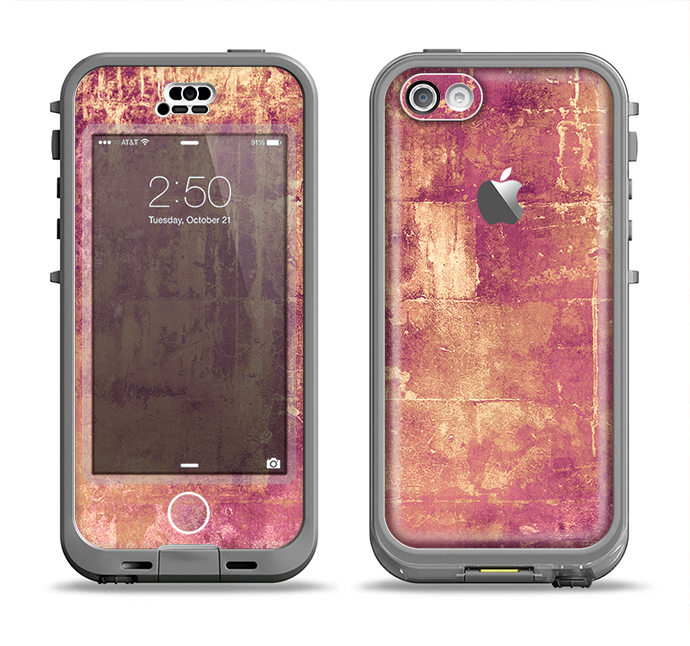 The Pink Paint Splattered Brick Wall Apple iPhone 5c LifeProof Nuud Case Skin Set