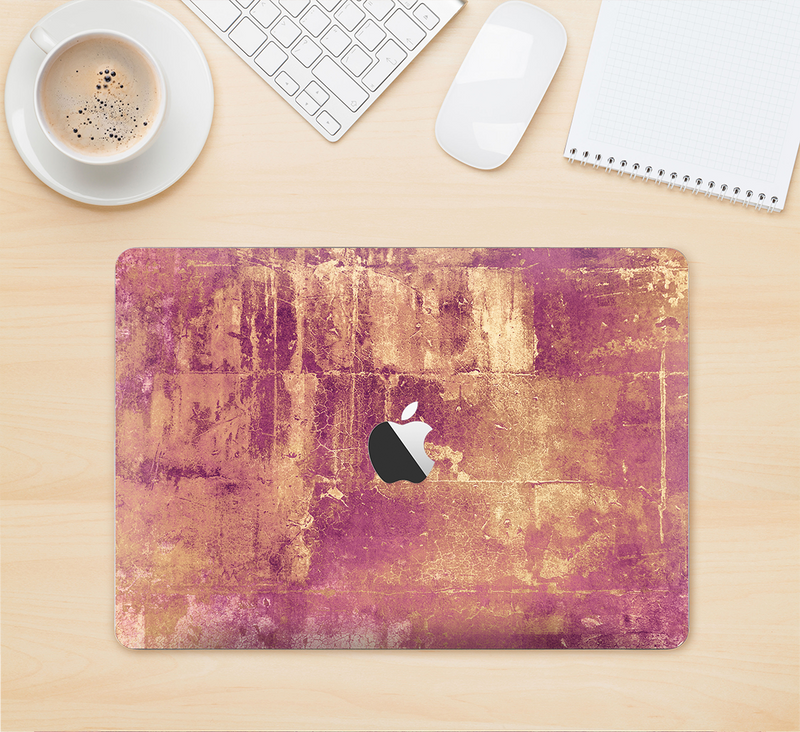 The Pink Paint Splattered Brick Wall Skin Kit for the 12" Apple MacBook (A1534)