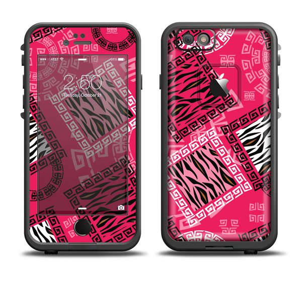 The Pink Patched Animal Print Apple iPhone 6 LifeProof Fre Case Skin Set