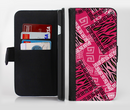 The Pink Patched Animal Print Ink-Fuzed Leather Folding Wallet Credit-Card Case for the Apple iPhone 6/6s, 6/6s Plus, 5/5s and 5c