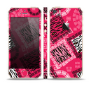 The Pink Patched Animal Print Skin Set for the Apple iPhone 5s